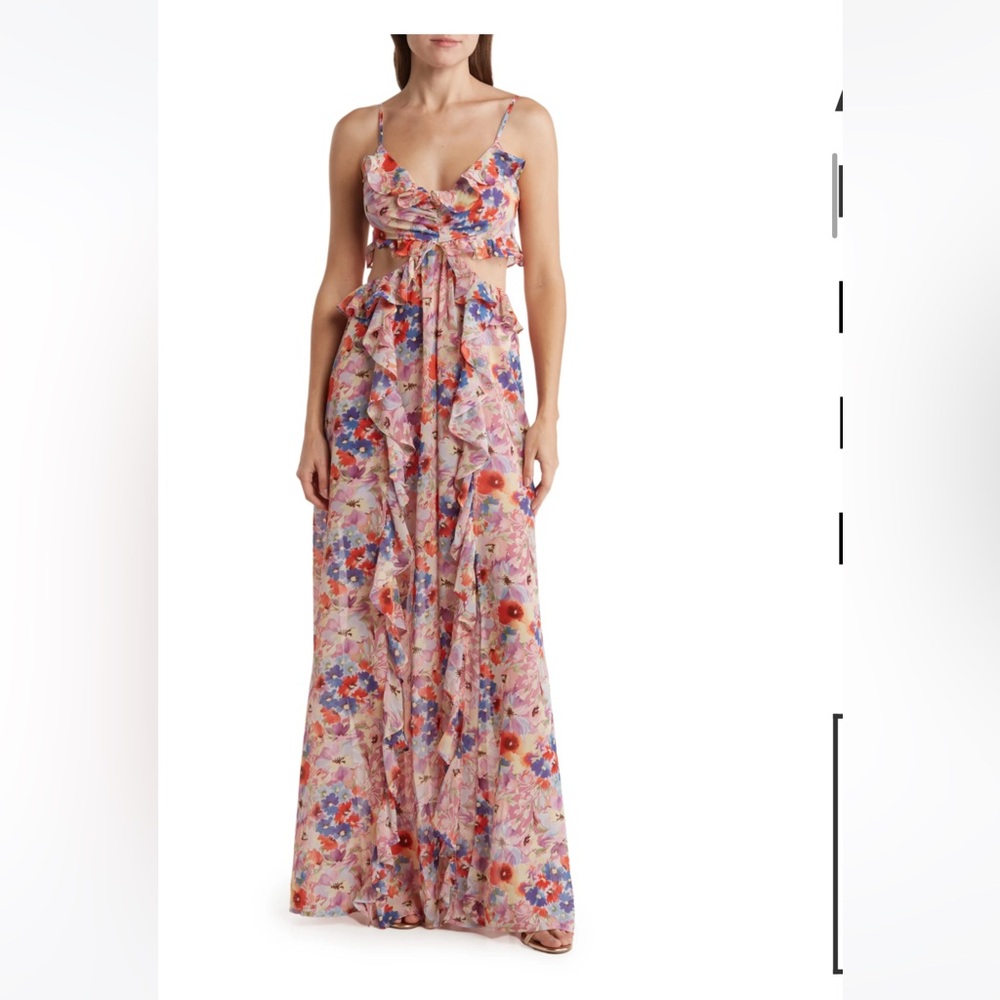 ASTR The Label Floral Print Cutout Palace Dress